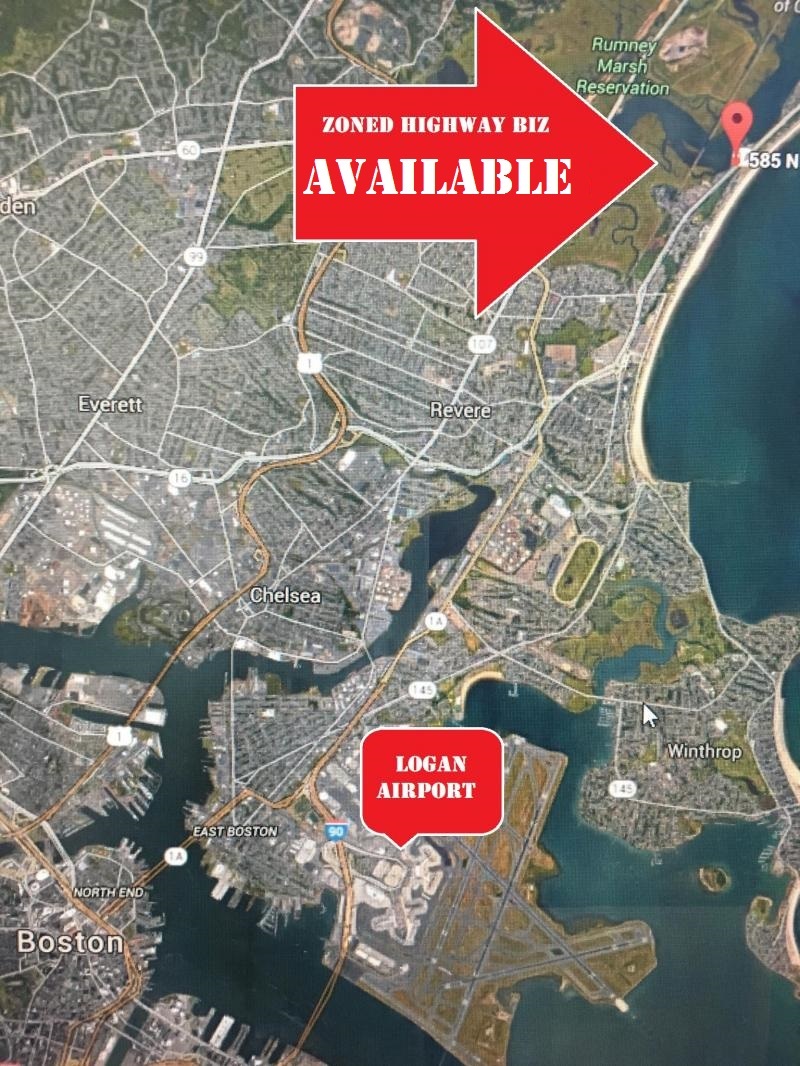 Highway zoned commercial building land for rent lease sale in revere ma
